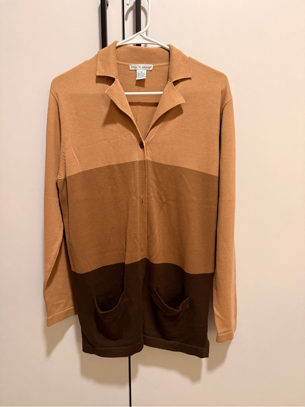 Men’s Colorblock Brown Button-Front Cardigan Sweater